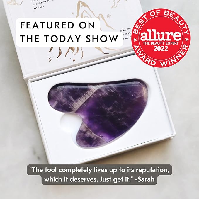 Mount Lai Amethyst Gua Sha Facial Tool – The Stone of Inner Clarity – 100% Genuine Amethyst Stone Face Sculpting Tool for Lymphatic Drainage, Puffiness Reduction & Confident Radiance