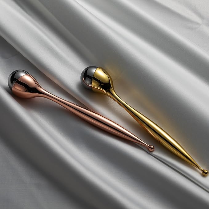 LISAPACK Metal Eye Cream Roller Wand, Face Massage, Facial Massager for Applicator, Reduce Puffiness (Rose Gold)