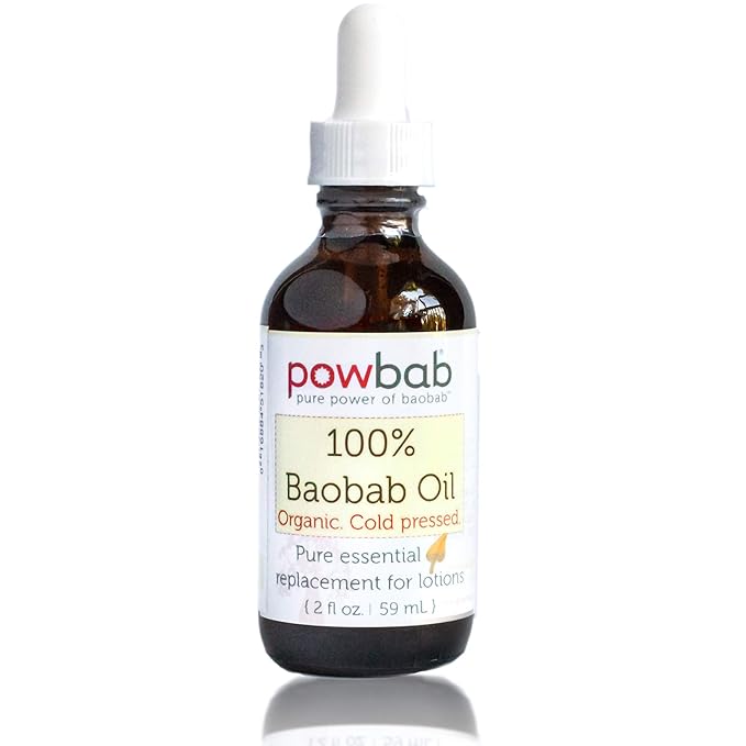 100% Baobab Oil Cold Pressed, Raw Organic Body Oil for Skin, Hair and Nail Repair. Pure Vitamin E Oil for Scars from Baobab Seeds for Skincare - 2 oz