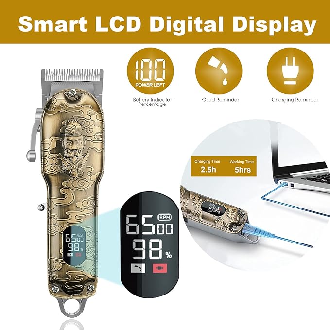 RESUXI Mens Hair Clippers and Trimmers Set,Professional Cordless Barber Clippers Beard Trimmer Hair Cutting Kit, Barber Accessories for Men Grooming Haircut Kit USB Rechargeable Adjustable