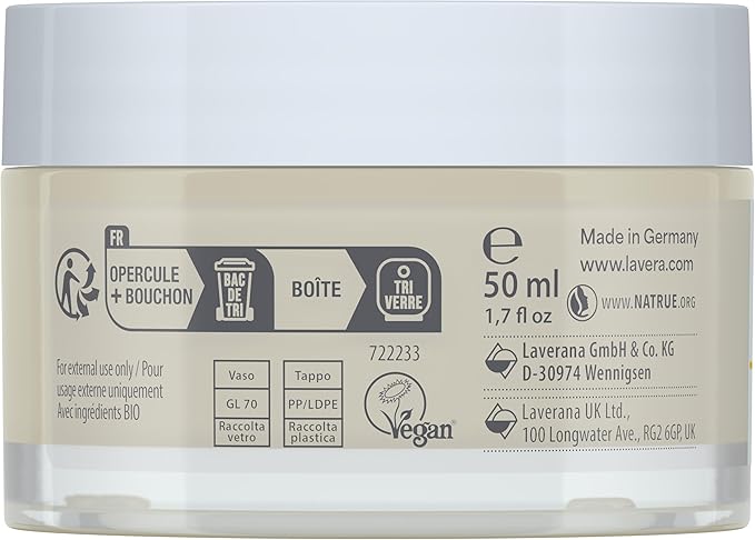 lavera Basis Sensitive Anti Wrinkle Moisturizing Cream - Face Cream with Q10 & Aloe Vera - Moisturizing Facial Cream - Anti Aging Cream - PETA Certified - Vegan - Made in Germany - 1.7 Fl Oz