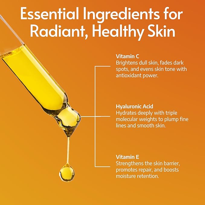 Vitamin C Serum For Face - Anti Aging Formula with Hyaluronic Acid & Vitamin E – Brightening Serum – Treatment for Dark Spots, Tone, Fine Lines & Wrinkles - Microneedling - Korean Skincare - 2 fl oz