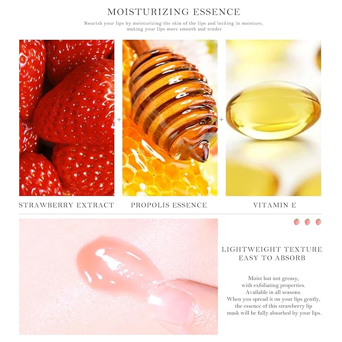2Pcs Honey Strawberry Lip Balm Honey Exfoliator