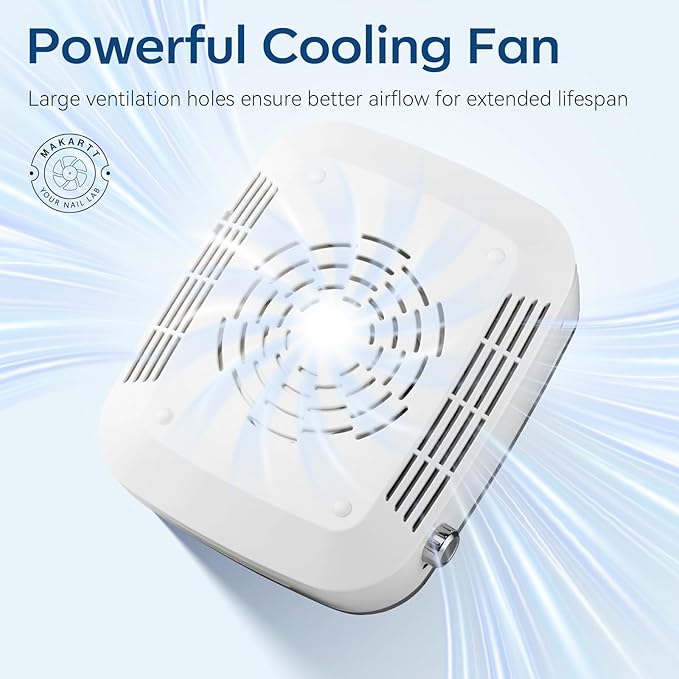 Makartt Nail Dust Collector: Rechargeable Fan Nail Extractor Vacuum with Reusable Filter, 4000 RPM Powerful Suction, Adjustable Speed Portable for Manicure Salon Home (Sylvee)