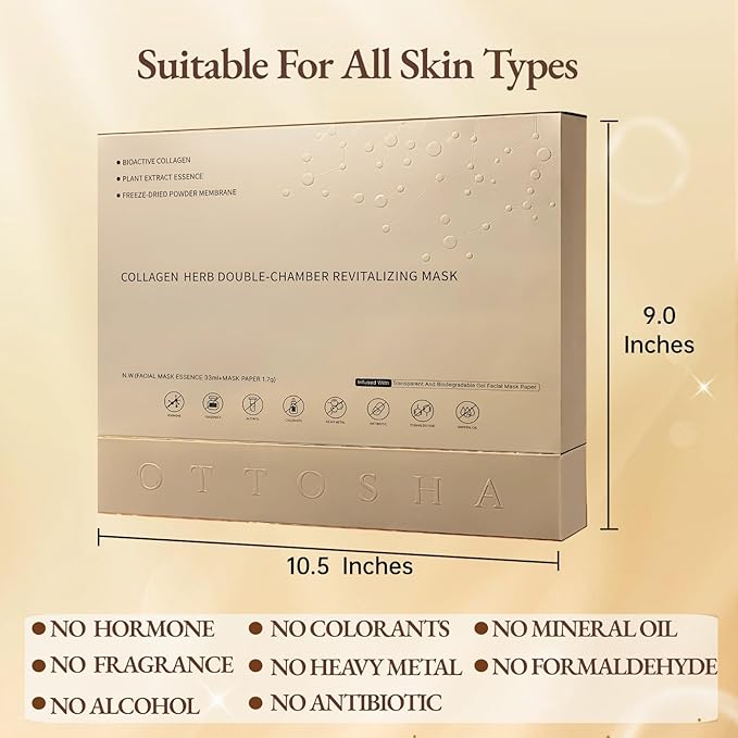 Bioactive Collagen Face Mask for Women & Men Skin Care Beauty SPA,Separated Essence 33ml and Powder Membrane, Hydrating,Repairing,Brightening,Revitalizing, Anti-Aging (5 pairs)