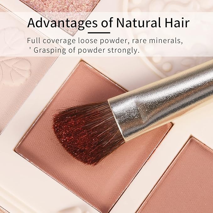 Natural Pony Hair Eye Shadow Brush by ENZO KEN, Small Nose Contour Brush, Angled Eyeshadow Brush, Angled Eye Shadow Brush, Single Eyeshadow Brush, Eye Brushes, Eyeshadow Blending Brush. (Gold, E202)
