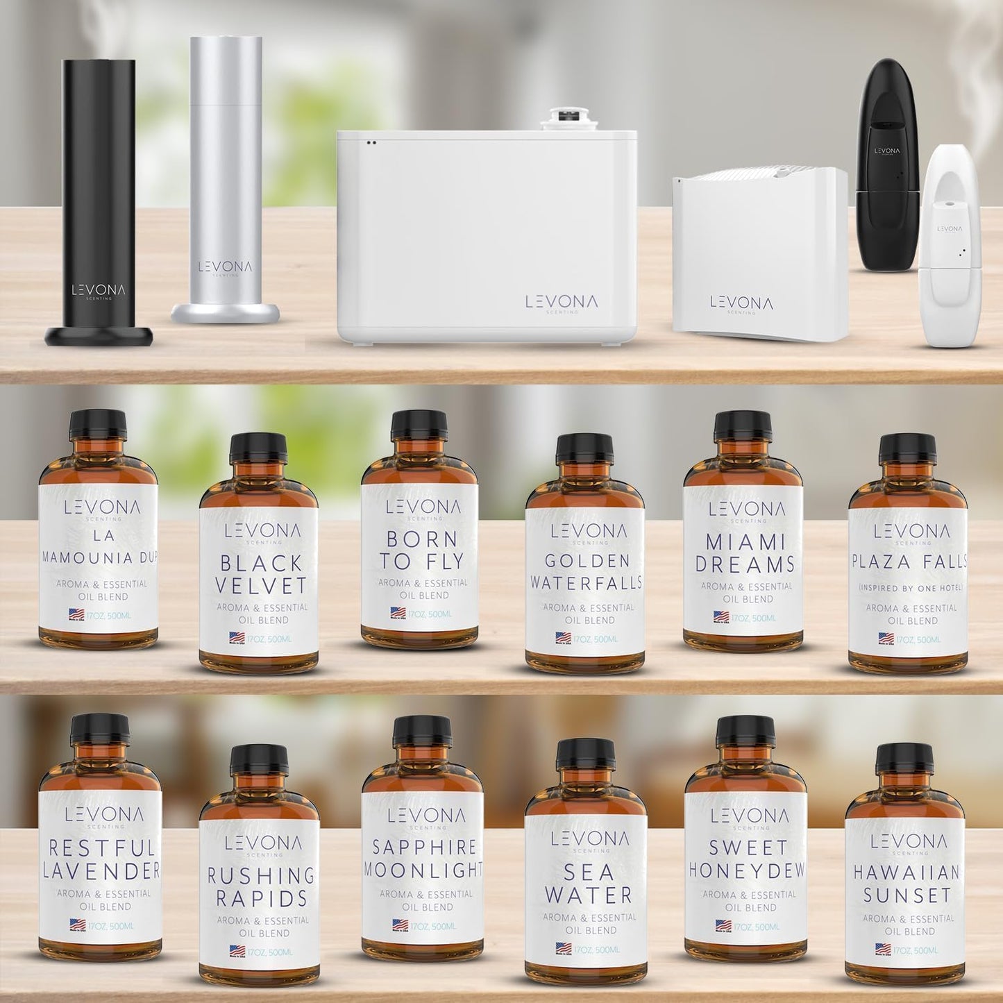 Levona Scent Pure Essential Oils: Blue Tranquility Aromatherapy Oils - Home Luxury Scents for Diffusers For Home, Hotel & Office - Scented Fragrance Oil Blends - Essential oil for Humidifiers - 500 Ml