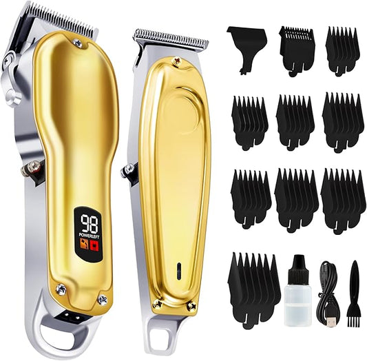 Professional Hair Clippers for Men- Hair Cutting Kit,T-Blade Trimmer Combo- Cordless Barber Clipper Set with LED Display, Birthday Gifts for Men Women