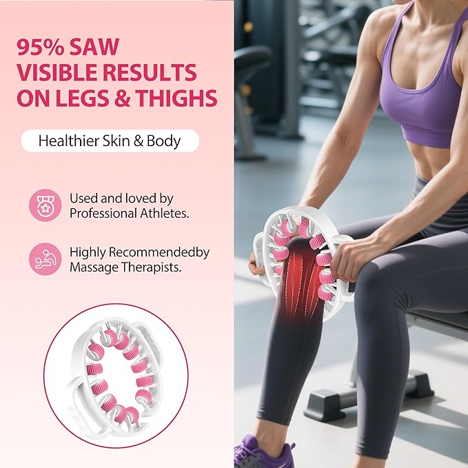 Docemel Massager Roller for Cellulite&Lymphatic Drainage – Fascia Muscle Roller Stick for Legs, Thighs,Calf–Deep Tissue Massage Tool for Pain Relief,Body Sculpting, Anti-Cellulite,Athletes Recovery