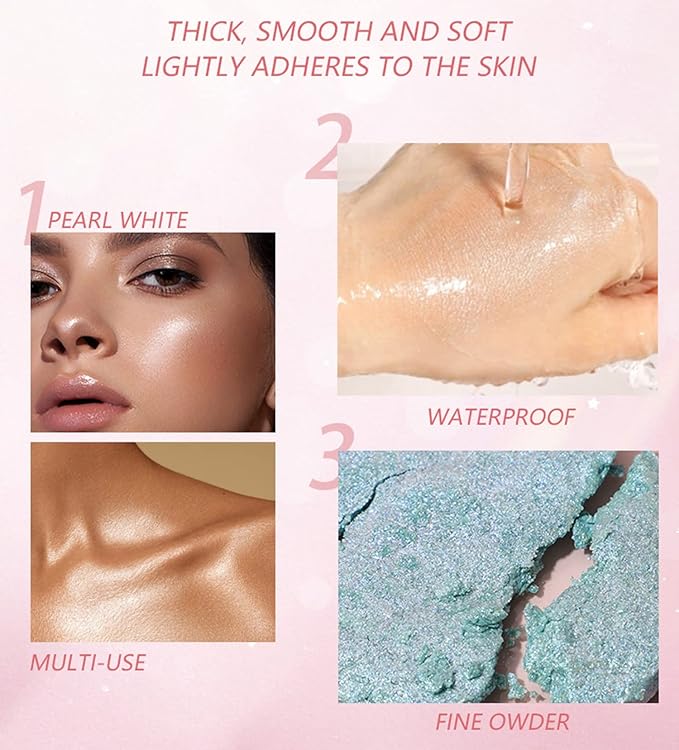 MAEPEOR Face Highlighter Palette 8 Colors Smooth Shimmer Champagne Gold)