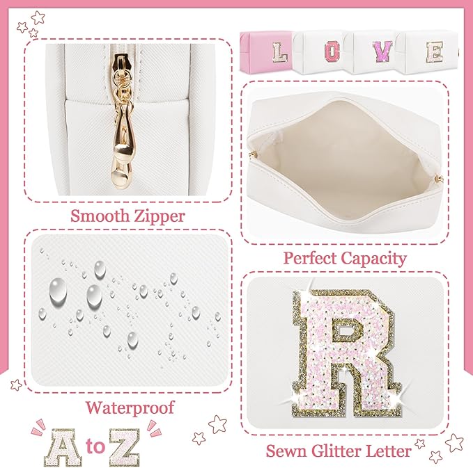Personalized initial letter makeup bag,