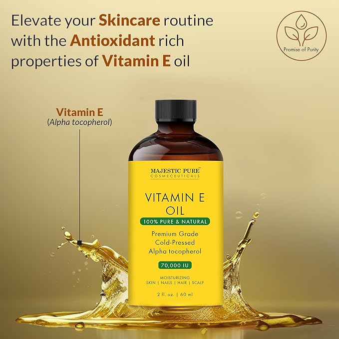 Majestic Pure Vitamin E Oil - 100% Pure & Natural, 2 Fl Oz