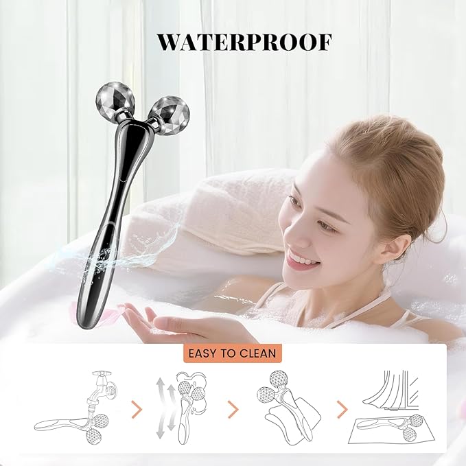 3D Facial Massager Rollers Lifting Massager, Skin Care Face Body Massager Firming Tools for Body Relaxation Massage, Kneading, Body Slimming and V-Shaped Face Lift, Anti-Wrinkle (Gunmetal)