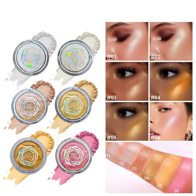 MAEPEOR Face Highlighter Palette 6 Colors Smooth Shimmer (Color 05)