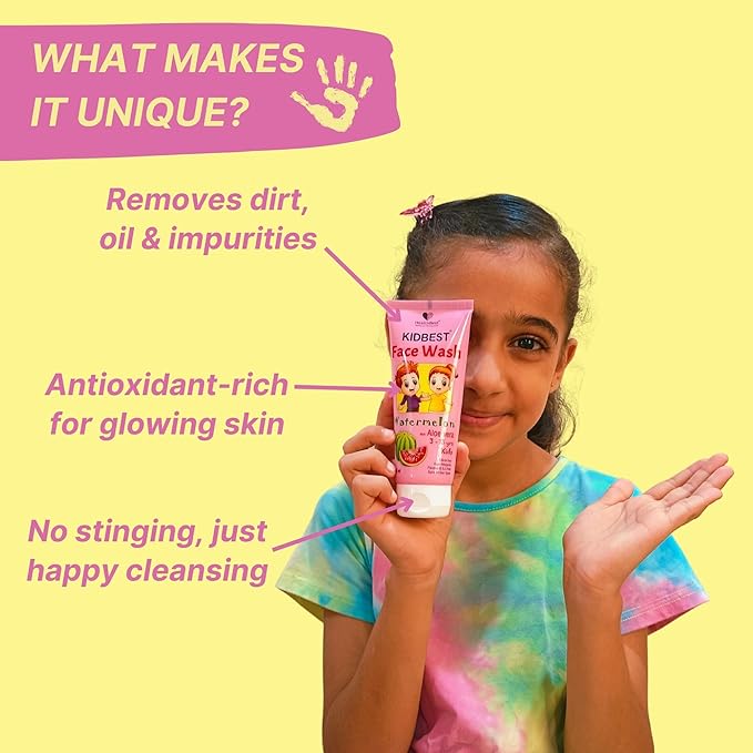 Kids Multivitamin Face Wash - Natural, Non-Toxic 100ml, Organic Watermelon for Normal, Gentle Sensitive & Dry Skin Types - Tear, Paraben, SLS Free, Pack of 1