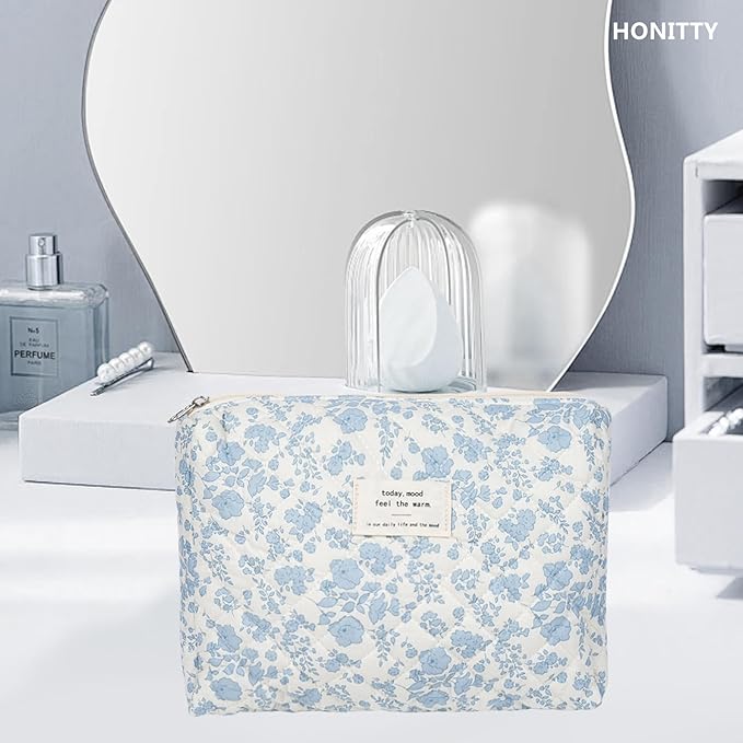 Makeup bag, quilted makeup bag,large