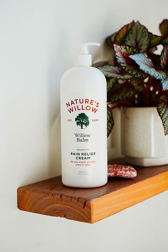 Nature's Willow Willow Balm Natural Pain Relief Cream for Muscles & Joints | Fast-Acting with Willow Bark & Menthol | Free from Artificial Fragrances & Dyes | 1-Pack | 32 fl oz