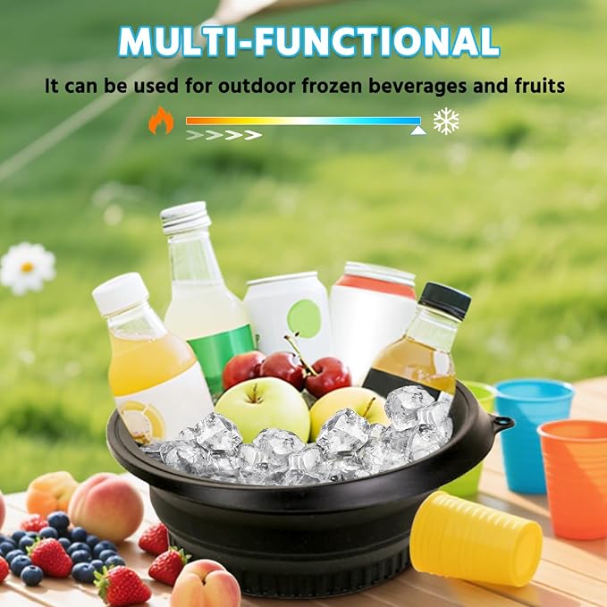 Foldable Silicone Facial Ice Bath Bowl, Ice Face Bowl with Built-in Ice Tray - for Cold Immersion Therapy, Skin Tightening and Acne Relief - Portable Cold Therapy Tool for Home and Travel (Black)