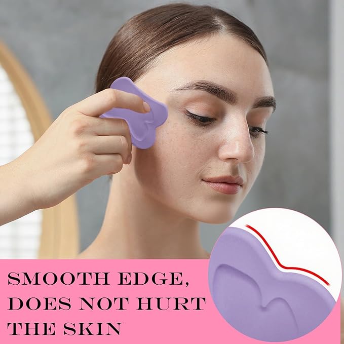 Silicone Facial Body Brush - Lymphatic Drainage Massager for Face, Neck Lifting, Gua Sha Beauty Tool to Shape & Radiant Skin (Purple)