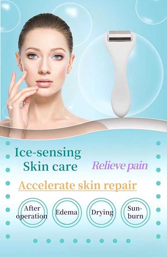 Pro Cryotherapy Ice Roller and Massage Stick for Face & Body - Stainless Steel Facial Massager Reduces Puffiness, Migraines & Sunburn Relief | Spa-Quality Self Care Gifts for Women/Men