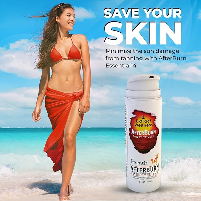 All-in-One AfterBurn Tan Recovery Lotion – Doctor-Formulated Aftersun Lotion w/Natural Ingredients & 14 Essential Oils for All Ages – After Sun Care for Deep Hydration & Peeling Minimization