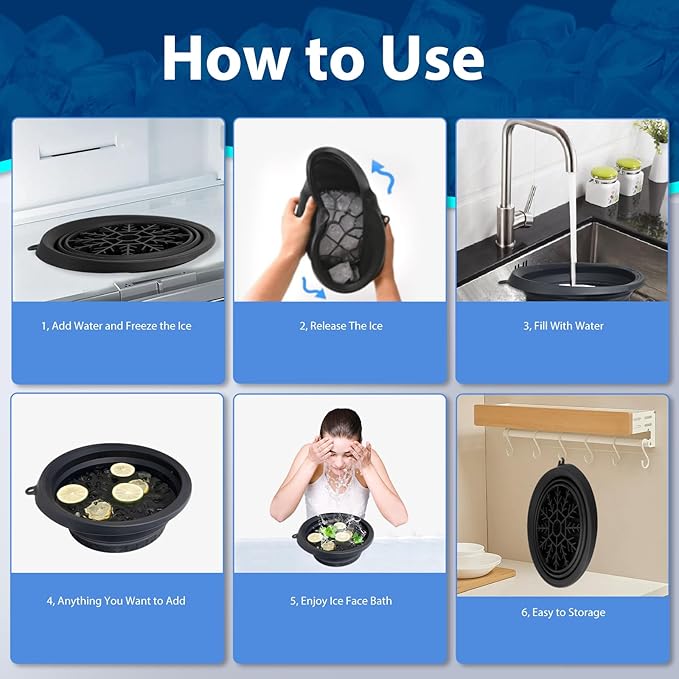 Face Bowl for Ice with Built-in Icetray, Foldable Silicone Facial Plunge Bowl for Skincare, Face Clean Washbasin Bowl, Skin Tightening & Acne Relief, Portable Spa Tool for Home Travel-Purple