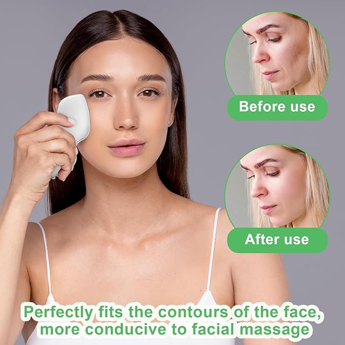 Gua Sha Stone, Gua Sha Stainless Steel Facial Tools Beauty Scraping Massage Tool Jaw Shaping Swelling Reduction Skin Care Gift Women Lines Face Lifting Improvement Fine