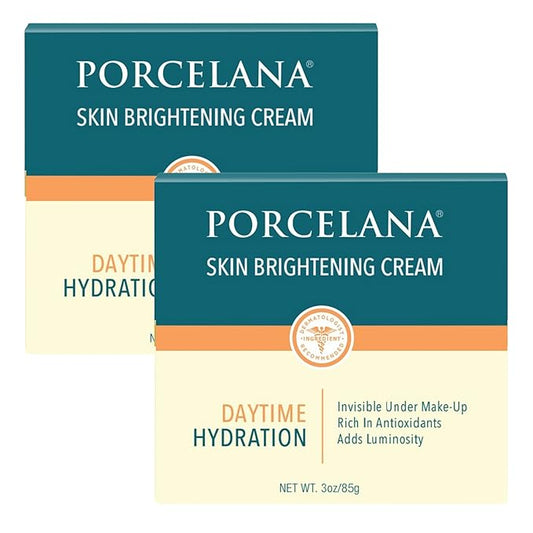 Porcelana Daytime Hydration Skin Lightening Cream For Face & Body [New Formula] - Fades Dark Spots & Evens Skin Tone - Moisturizer for Age Spots, Sun Spots, Acne Scars, Melasma & Discoloration(2 Pack)