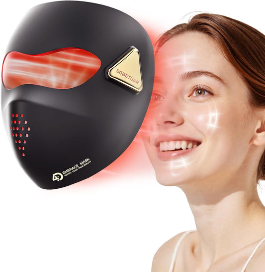 LED Light Therapy Mask, 4D LED Face Mask Light Therapy - 4 Modes Face Mask Light Therapy, 850nm Infrared & Red Light Masks, 4000mAh Rechargeable - Light Therapy Skin Care, Home Use