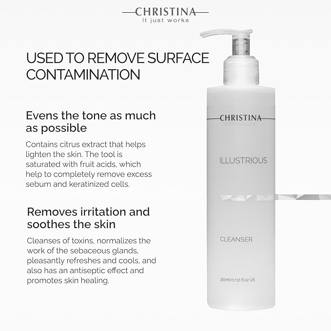 '-CHRISTINA- Illustrious Refreshing AHA Facial Cleanser | Gentle Glycolic Acid Face Wash | Infused with Witch Hazel for Even Skin Tone & Radiance | For All Skin Types 300ml / 1 fl.oz