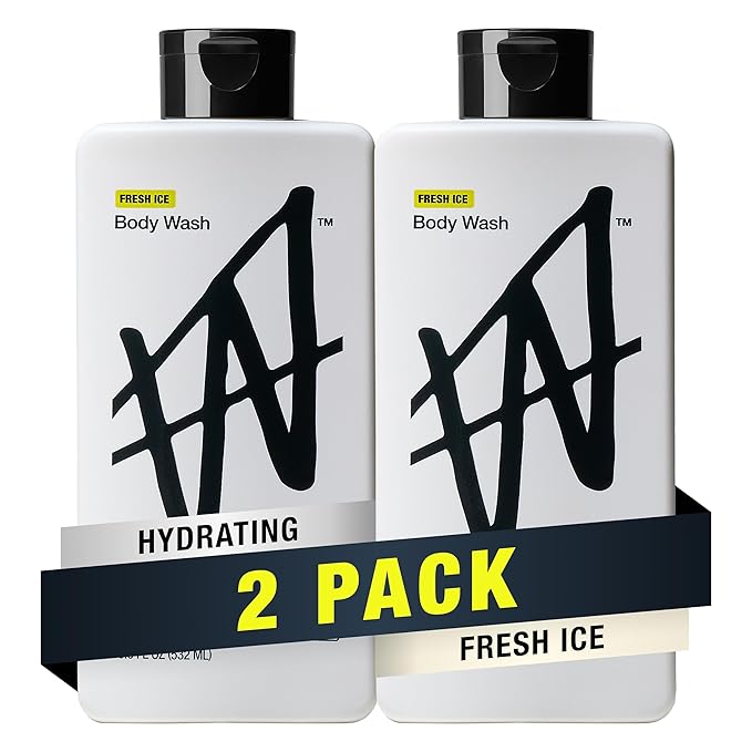 W By Jake Paul Exfoliating Body Wash for Men, Vitamin-Infused, Hydrating Shower Gel, Fresh Ice, 18 fl oz (Pack of 2)