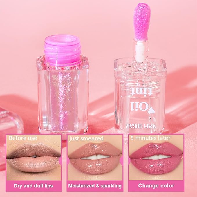 Magic Color Changing Moisturizing Lip Glow Oil,Plumping Clear Magic