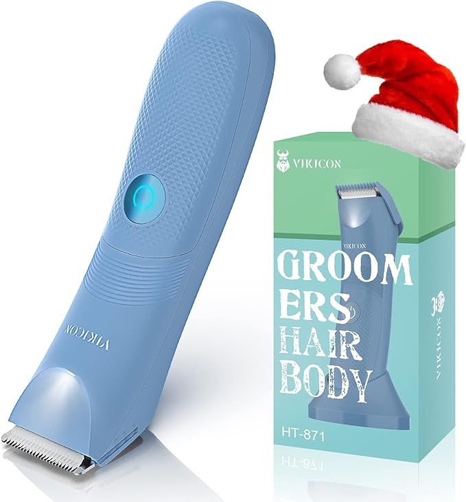 VIKICON Bikini Trimmer for Women: Painless Electric Pubic/Leg Shaver w/Light, Ceramic Hypoallergenic Blade, Waterproof Cordless Razor for Sensitive Skin, Travel-Ready Body Groomer, Gift for Her