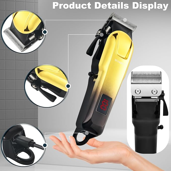 Hair Clippers Set for Men,Hair Clipper Trimmer with LED Display, Professional Cordless Hair Clipper Shaver Beard Trimmer, Hair Cutting Machine for Men, Holiday Gift for Him Father's Day Gift