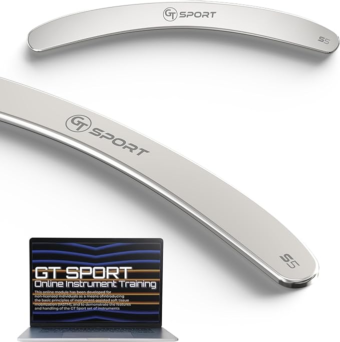 GT Sport S5 Tool is a Precision Muscle Scraper + 2 Hour Training Video. Myofascial Massage Treatment. Professional-Grade IASTM and Physical Therapy Gua Sha Graston Like Massage Tool