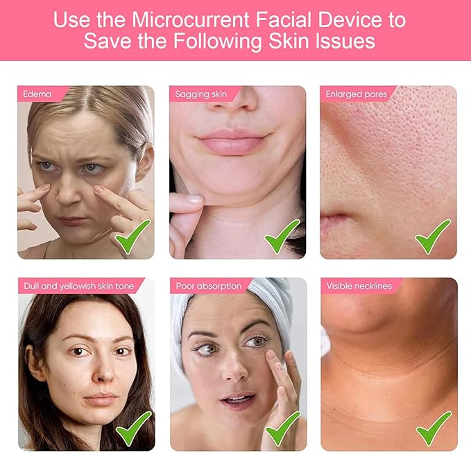 Microcurrent Facial Device, Face Massager Electric Face Lifting, Microcurrent Facial Device for Face and Neck, Best Present for Mother and Companion, Handheld Skin Care Face Toning Device(Pink)