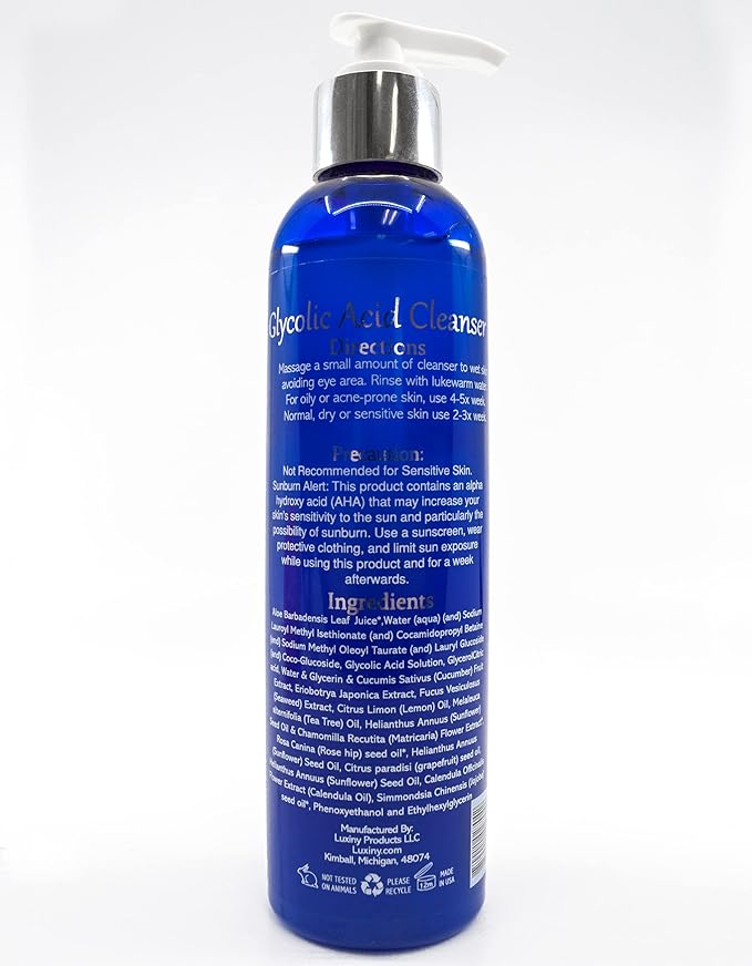 10% Glycolic Acid Face Wash & Exfoliating Cleanser, 8 oz – Vegan, Natural AHA Facial & Acne Body Wash for Women and Men – Pore Minimizer