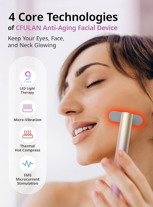 Red-Light-Therapy-for-Face,9 in 1 LED Light Therapy Eye Equipment for Skin Care, Red Light Therapy Face Massager Eye Beauty Skincare Rejuvenation Tool Microcurrent Facial Device Gift for Women at Home