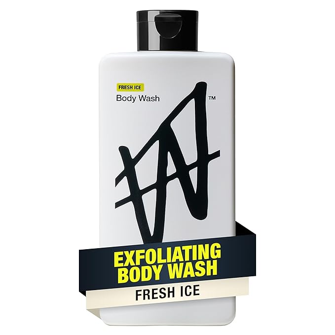 W By Jake Paul Exfoliating Body Wash for Men, Vitamin-Infused, Hydrating Shower Gel, Fresh Ice, 18 fl oz