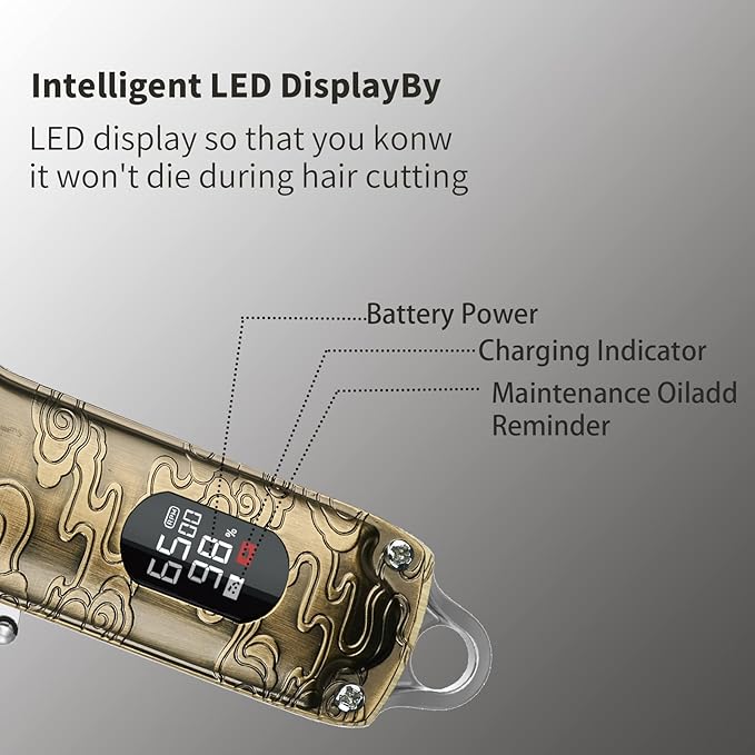 Lanumi Hair Clippers for Men Cordless Hair Trimmer Beard Trimmer/Nose Trimmer Professional T-Blade Trimmer USB Rechargeable Hair Cutting Grooming Kit Barber Clippers Set LED Display