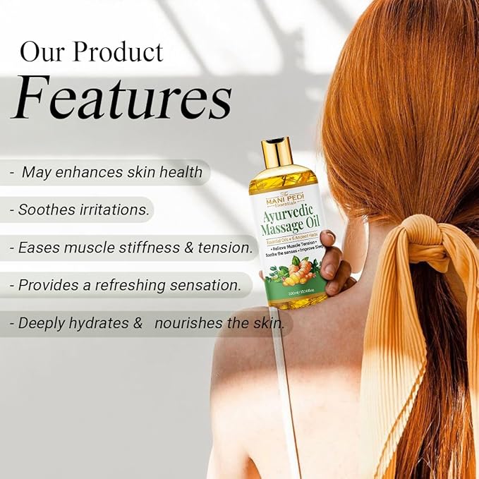 Ayurvedic Massage Oil enriched with Clove, Almond, Lemongrass & Lavender Oils & 6 Ancient Herbs. Relieves Muscle Tensions, Calms Nerves, Soothes. 100% Natural 300ml