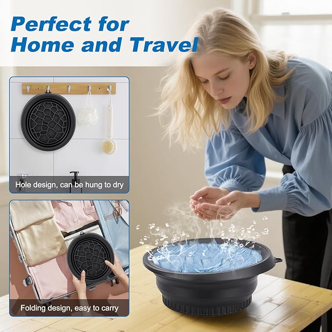 Face Bowl for Ice with Built-In Icetray – Collapsible Silicone Facial Ice Bath Bowl for Easy Storage & Carrying,Face Ice Bath Bowl for Cold Plunge Therapy,Facial Plunge Bowl for Home & Travel (Black)