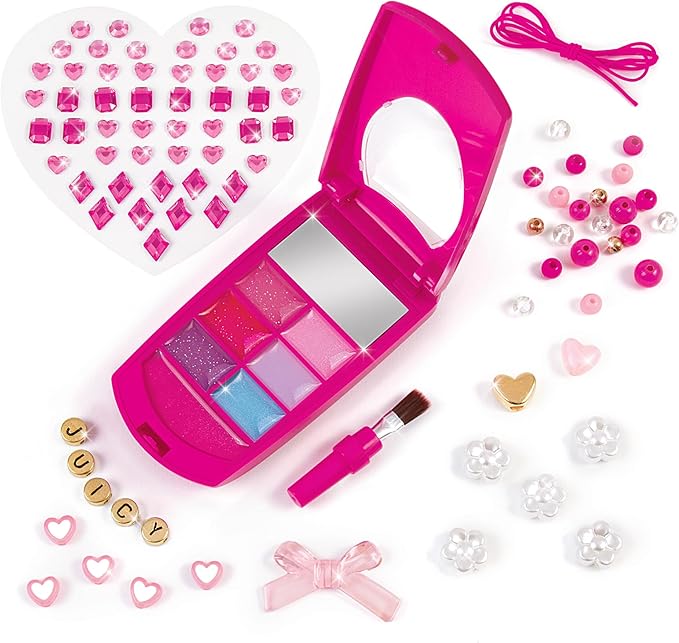 Make It Real Juicy Couture Lip Gloss Dial Up The Style Phone & DIY Lanyard - 7 Strawberry-Scented Lip Gloss Colors, Create Beaded Lanyard & Decorate with Gems for Girls Ages 6+