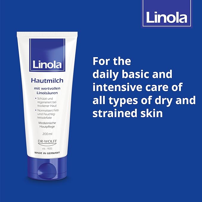 Lotion - Body Lotion with Essential Linoleic Acids - for the Daily Care of Dry & Stressed Skin - Protects & Regenerates Dry Skin - Made in Germany - Vegan - 200 ml (6.8 Fl Oz)