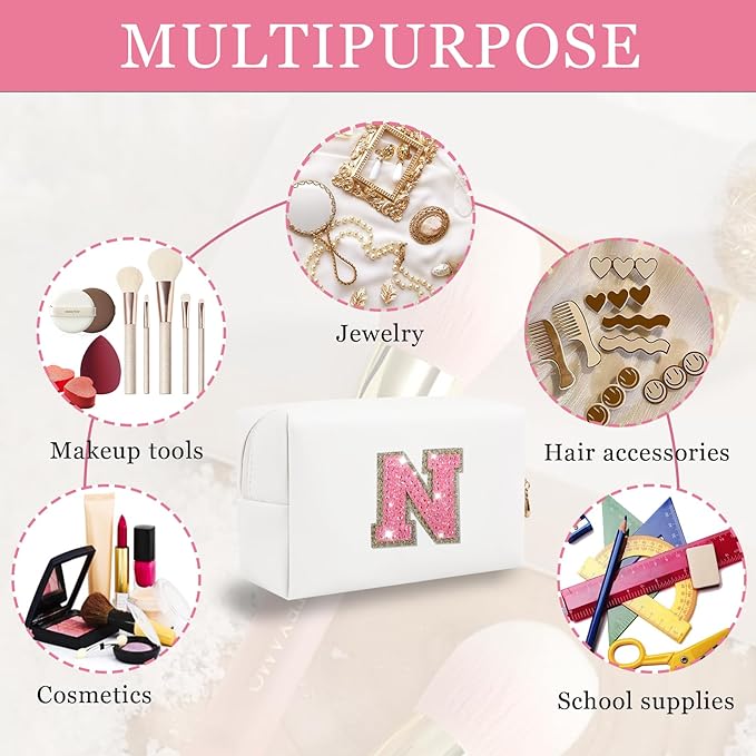 Personalized initial letter makeup bag,