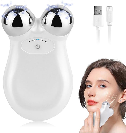 Microcurrent Face Device, USB Microcurrent Facial Shaping Tool for Facial Wrinkle Removal and Anti-Aging，Mini Microcurrent Face Lift Device for Face Lifting and Facial Sculpting (White)