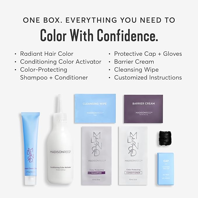 Madison Reed Radiant Hair Color Kit | 6NA Medium Ash Brown with Cool Smoky Undertones (Monza Brown) for 100% Gray Hair Coverage | Dimensional Permanent Hair Dye | PPD-Free & Ammonia-Free | 1 Pack