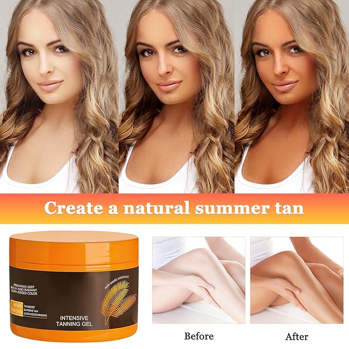 Luxury Intensive Tanning Gel, Natural Tanning Accelerator Lotion， Brown Tanning Gel, Natural Tanning Accelerator Cream Gel, for Sunbeds & Outdoor Sun (2pcs)