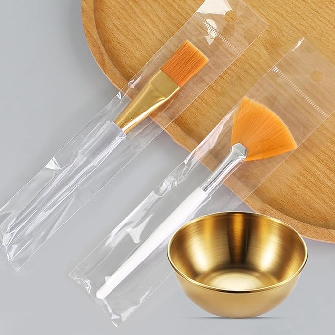 18 Pcs Esthetician Supplies for Facials Set,6 Gold Facial Bowls, 6 Facial Brushes,6 Flat Mask Brushes,Professional Spa-Grade Tools for Women,DIY Face Mask Mixing,Cosmetic & Skincare Application
