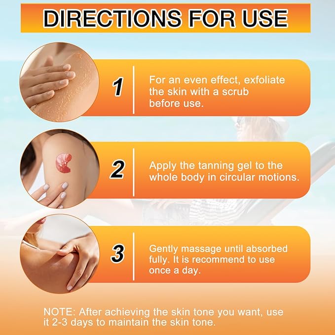 2Pcs Luxury Intensive Tanning Gel, Celyne Tanning Gel, Natural Tanning Accelerator Cream Gel, 5.29oz Celyne Tanning Cream, Brown Tanning Gel for for Sunbeds & Outdoor Sun
